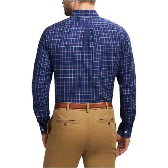 IZOD Men's Modern Fit Luxe Touch Twill Button Down Shirt (X-Large, Dark Blue) - Picture 2 of 4